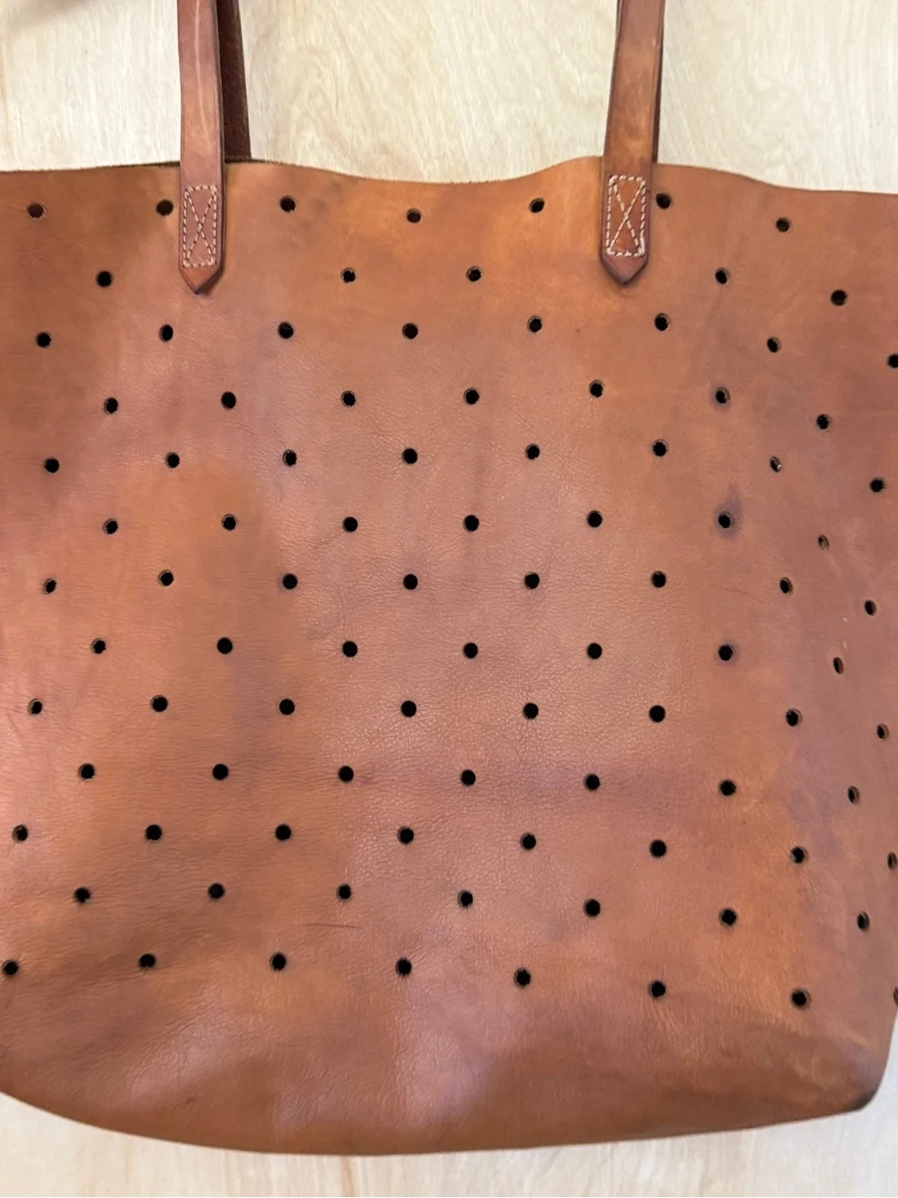 Madewell Perforated Leather Signature Tote – Rich Patina & Character